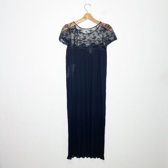 NEW Vintage Small Ralph Montenero Black Satin Night Gown Peignoir Neiman Marcus - Picture 4 of 7